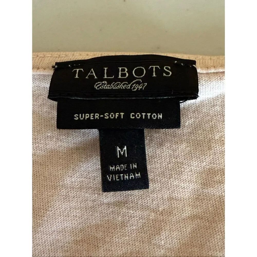 Talbots Pink Pima Cotton Embellished Neck Top Medium - Picture 7 of 10